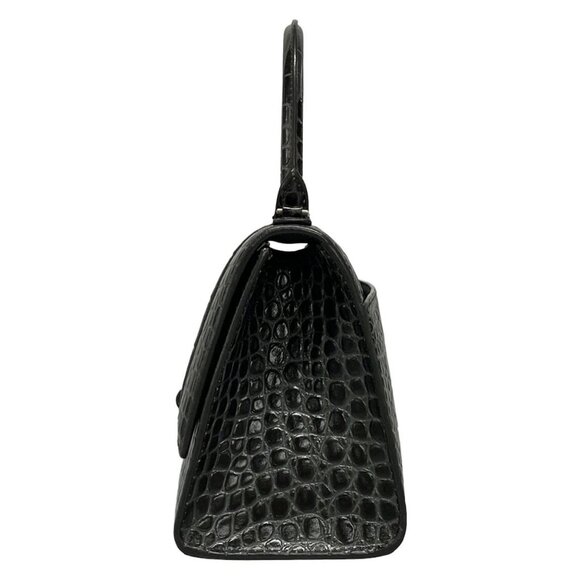 Auth BALENCIAGA Hourglass Top Handle Small 593546 Dark Gray Leather Handbag - Picture 5 of 16